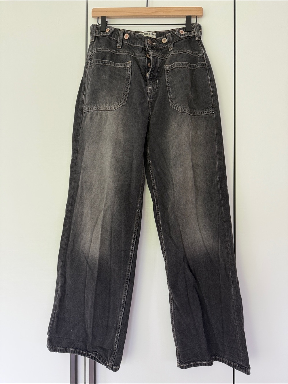 We The Free Faded Black High-Rise Wide Leg Jeans